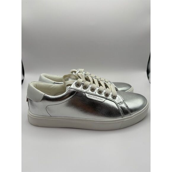 Sam Edelman Women's Ethyl Lace Up Sneakers metallic Silver 7.5 Casual NEW - Picture 5 of 9
